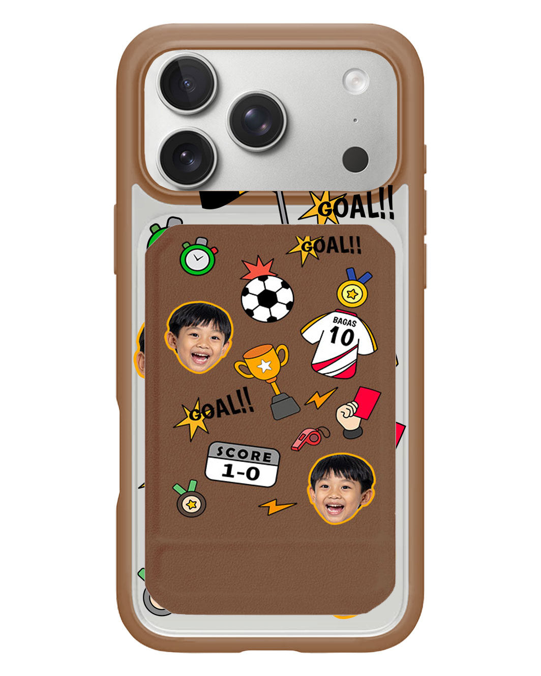 iPhone Magnetic Multifold Wallet - Face Grid Soccer
