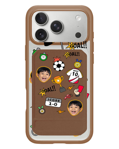 iPhone Magnetic Multifold Wallet - Face Grid Soccer
