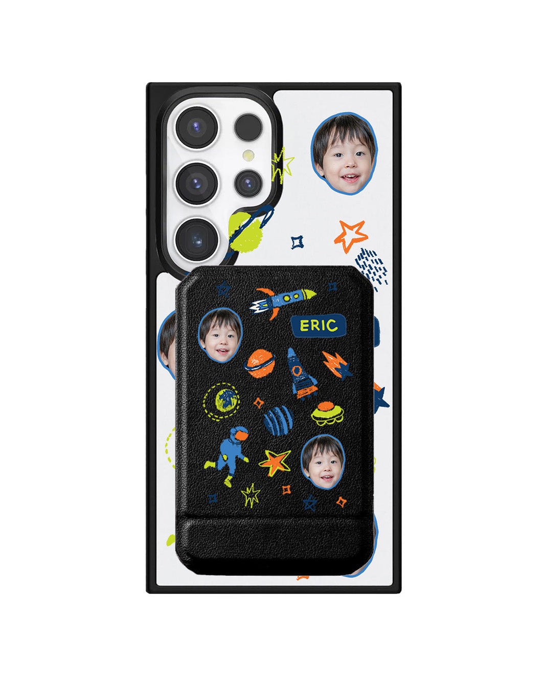 Android Magnetic Multifold Wallet - Face Grid Galaxy