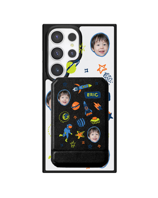 Android Magnetic Multifold Wallet - Face Grid Galaxy