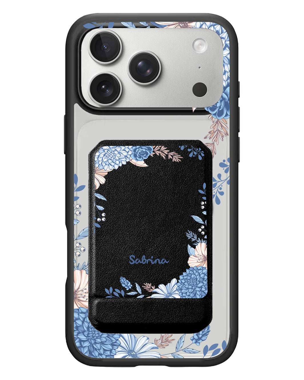 iPhone Magnetic Multifold Wallet - Blue Florals