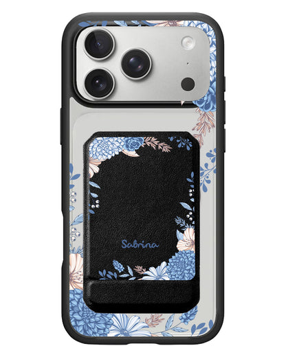 iPhone Magnetic Multifold Wallet - Blue Florals