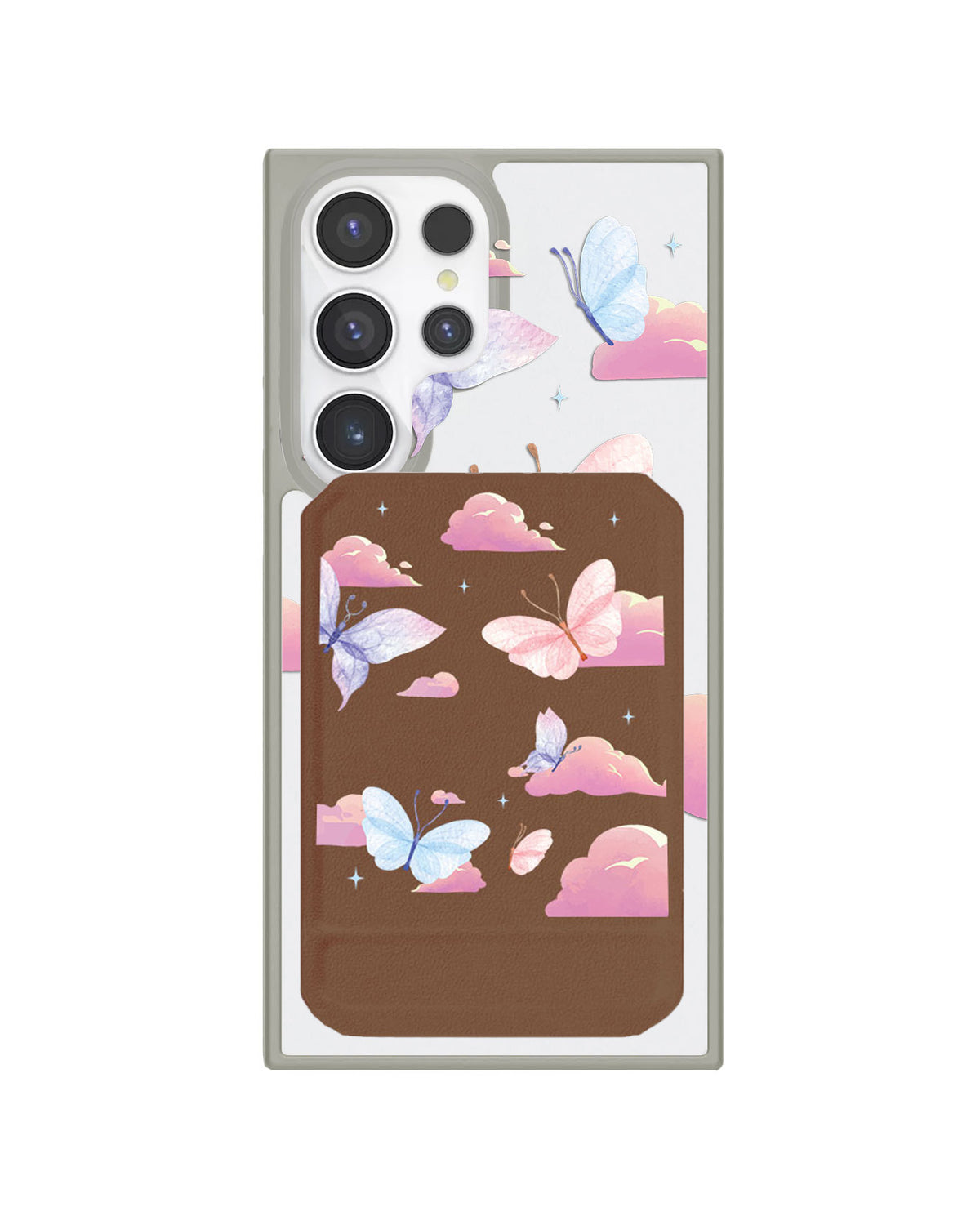 Android Magnetic Multifold Wallet - Butterfly & Clouds