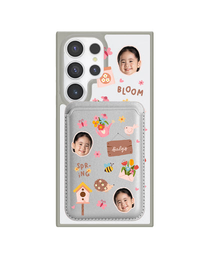 Android Magnetic Wallet Case - Face Grid Spring Bloom