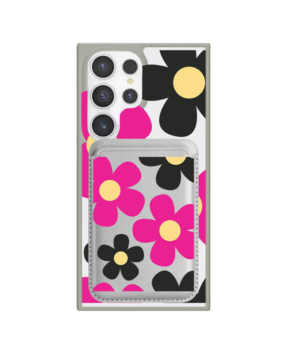 Android Magnetic Wallet Case - Daisy Hot Pink