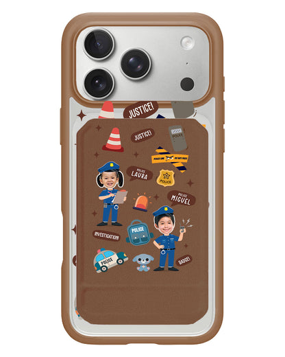 iPhone Magnetic Multifold Wallet - Face Grid Dream Police