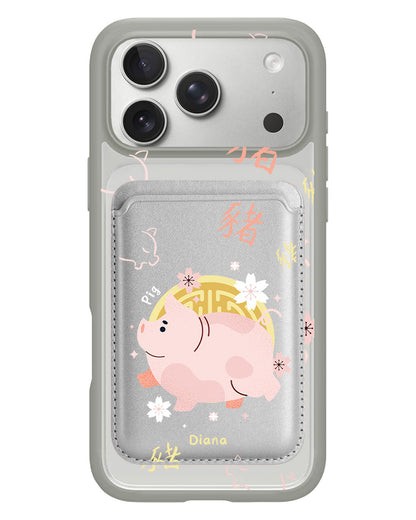 iPhone Magnetic Wallet Case - Pig (Chinese Zodiac / Shio)