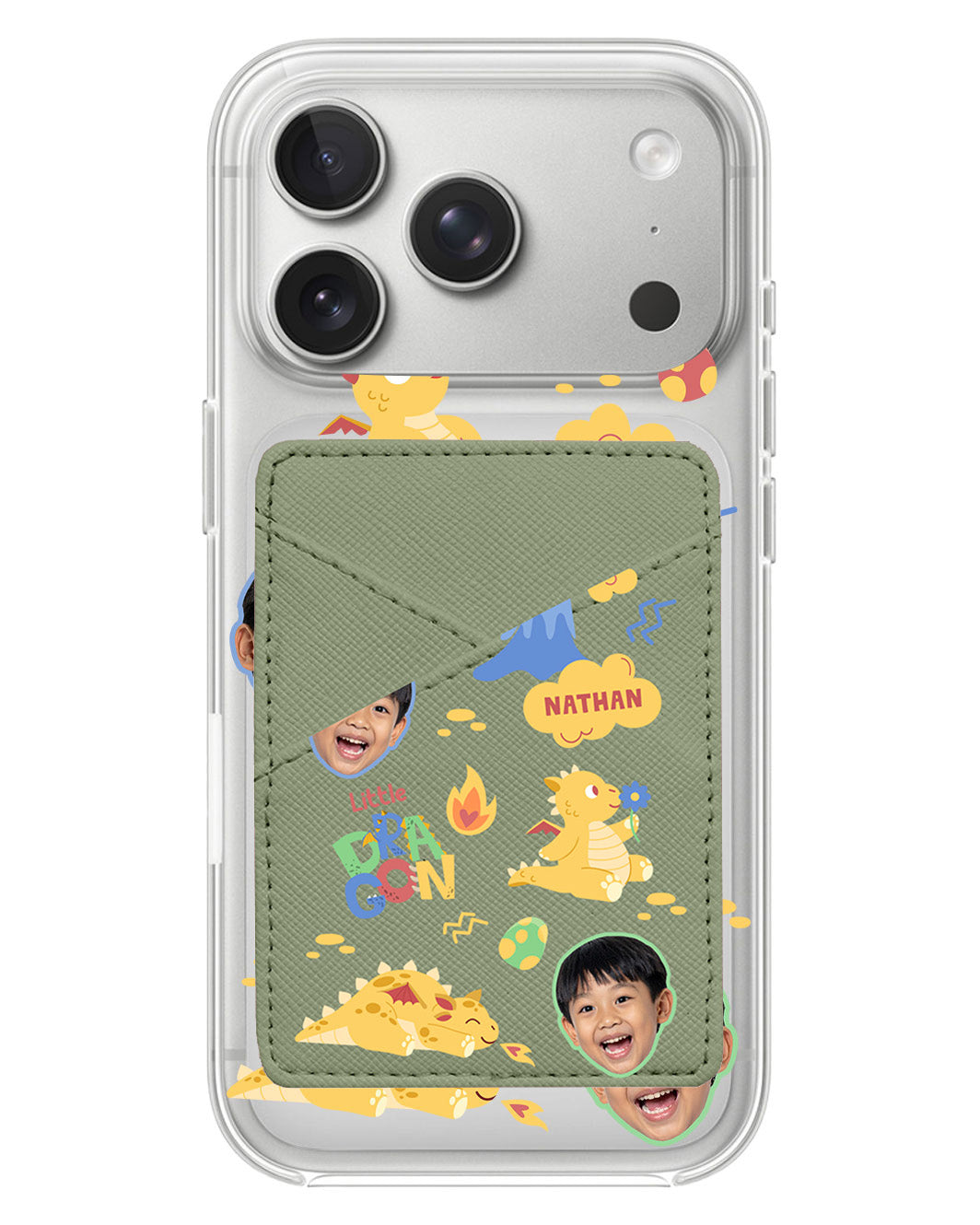 iPhone Phone Wallet Case - Face Grid Little Dragon