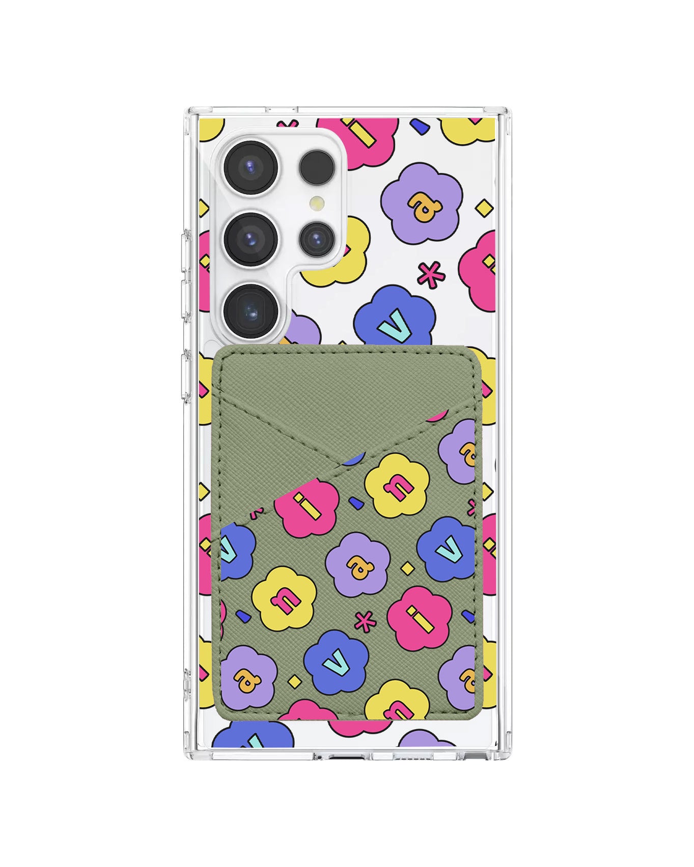 Android Phone Wallet Case - Flower Petals Monogram 2.0