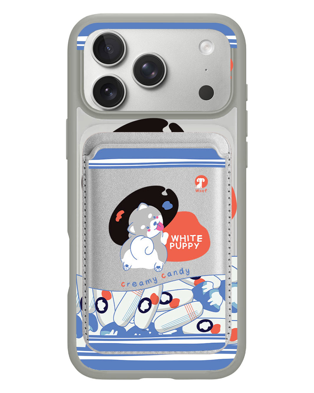 iPhone Magnetic Wallet Case - White Puppy