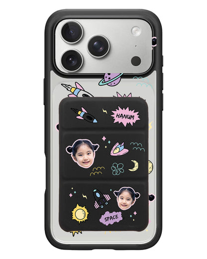 iPhone Magnetic Trifold Wallet Case - Face Grid Space