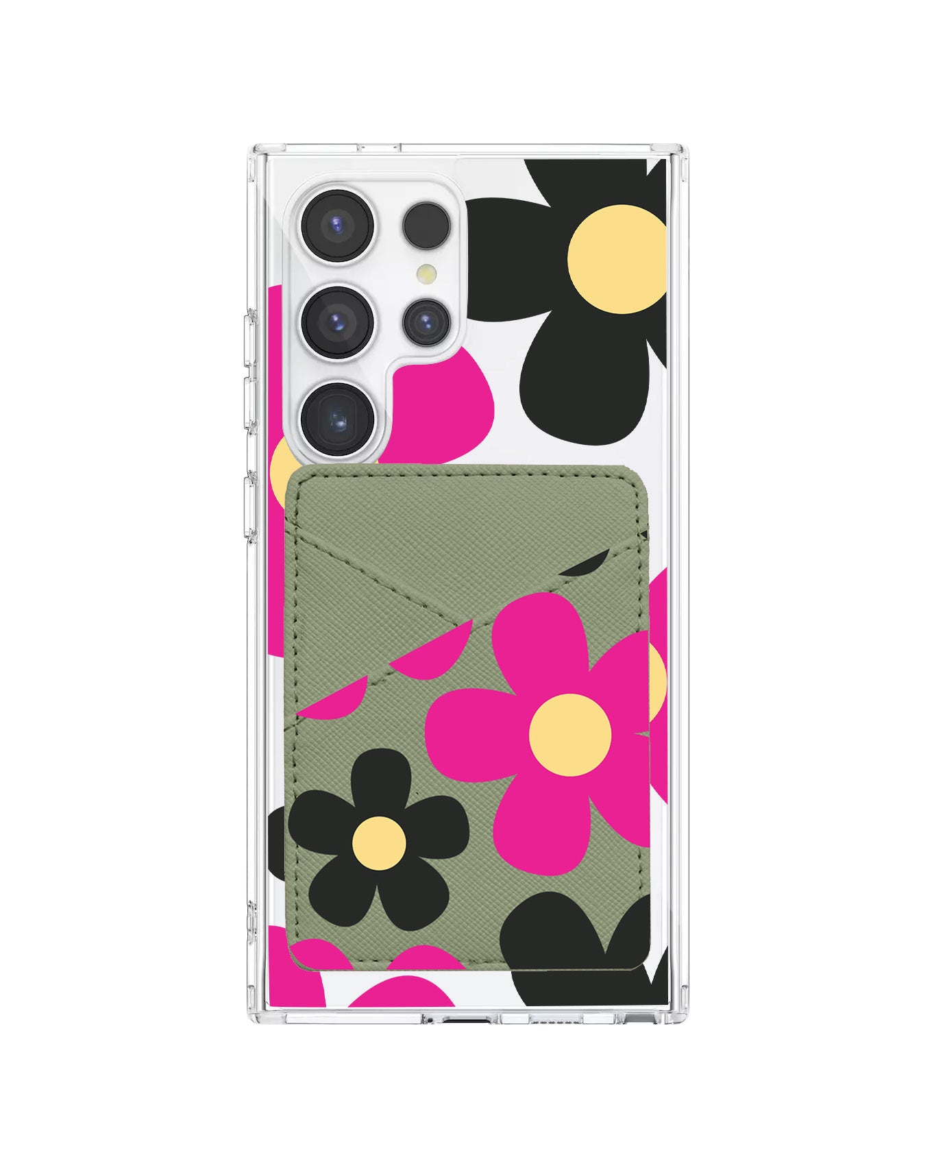Android Phone Wallet Case - Daisy Hot Pink