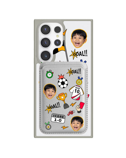 Android Magnetic Wallet Case - Face Grid Soccer