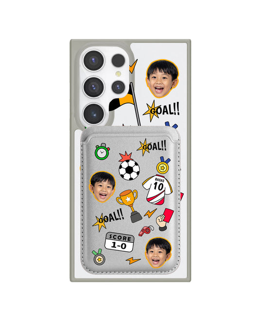 Android Magnetic Wallet Case - Face Grid Soccer