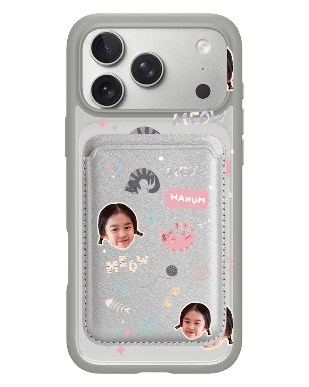 iPhone Magnetic Wallet Case - Face Grid Kitty