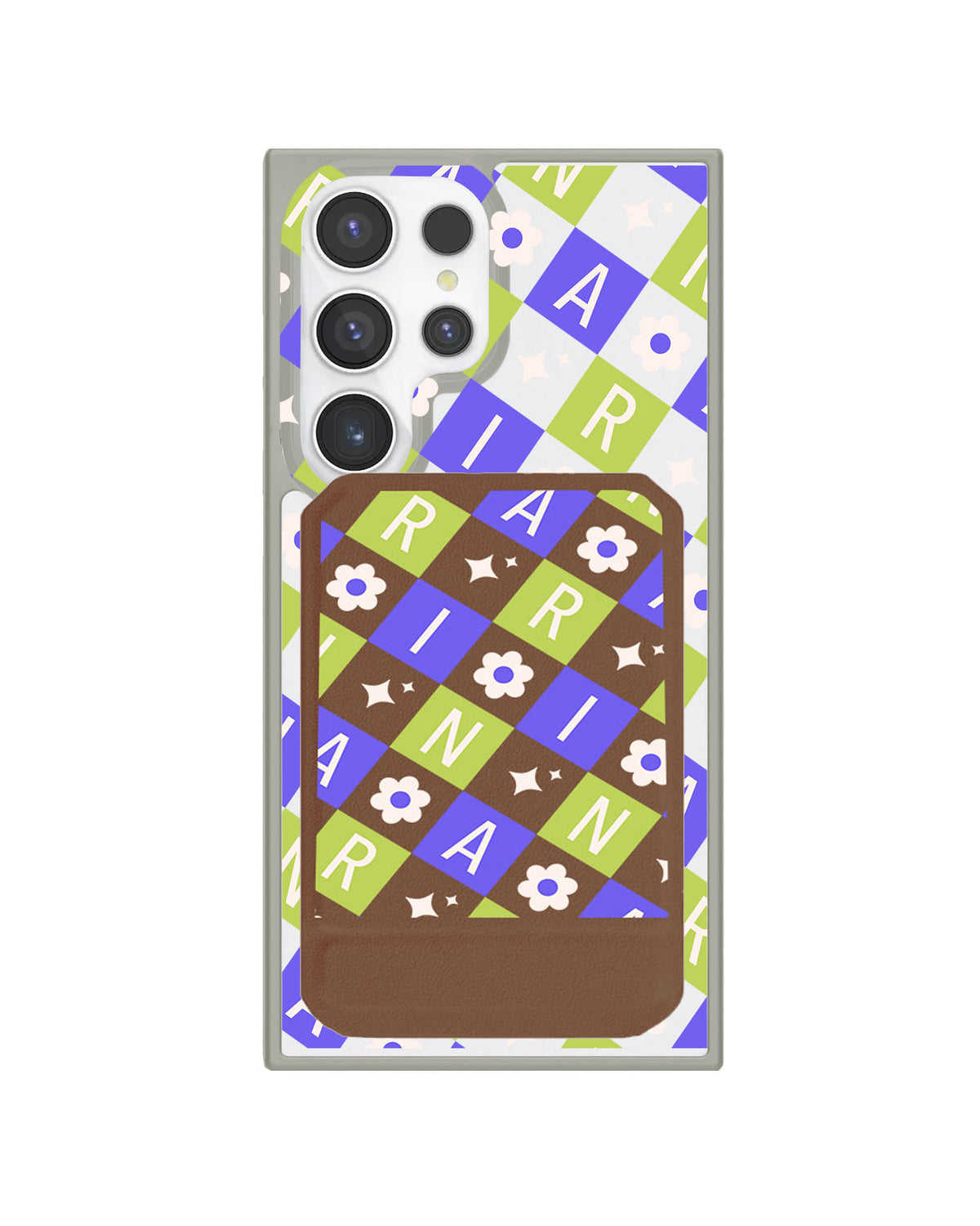 Android Magnetic Multifold Wallet - Flower Grid Monogram 5.0