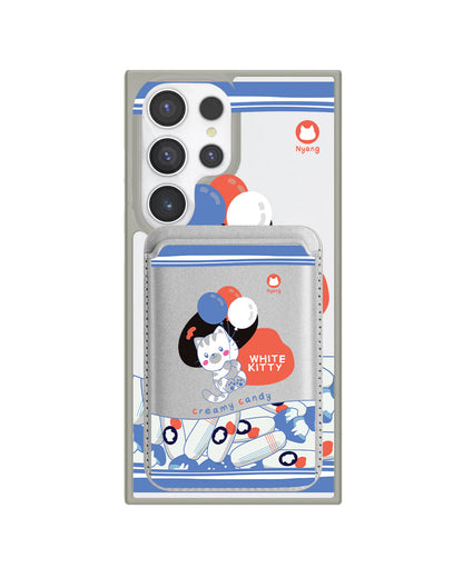 Android Magnetic Wallet Case - White Kitty