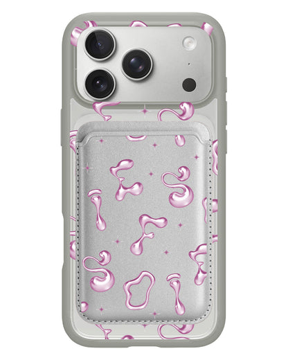 iPhone Magnetic Wallet Case - Pink Chrome Monogram