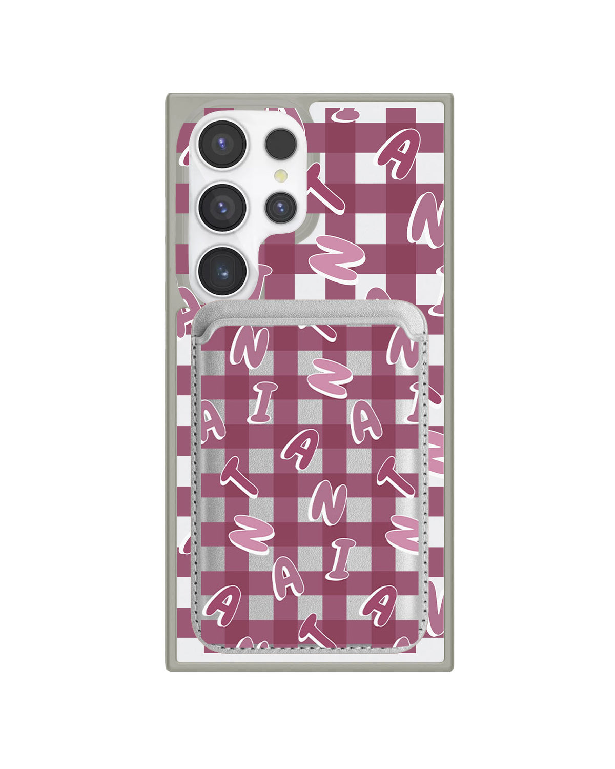 Android Magnetic Wallet Case - Checkered Monogram 2.0
