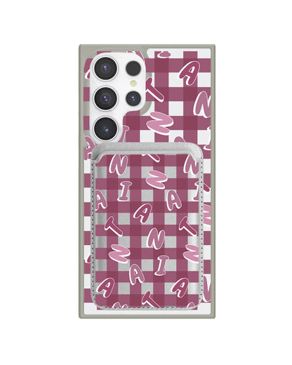 Android Magnetic Wallet Case - Checkered Monogram 2.0