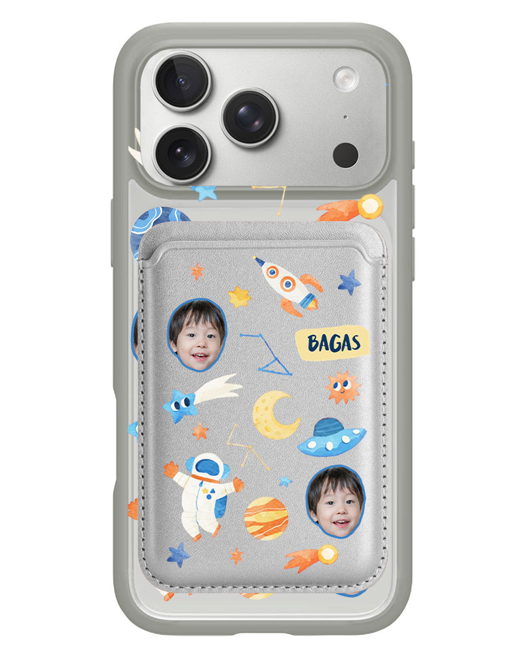 iPhone Magnetic Wallet Case - Face Grid Astronout