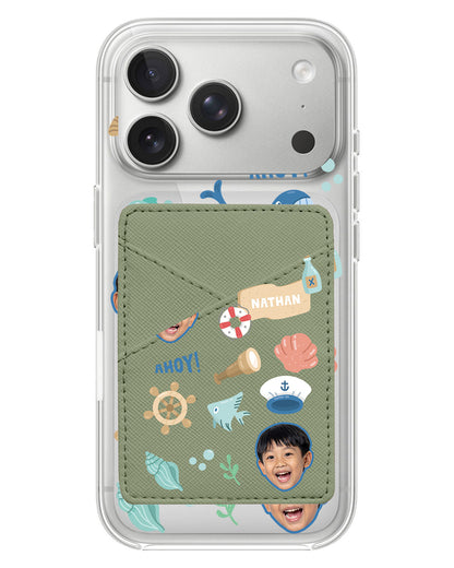 iPhone Phone Wallet Case - Face Grid Sailor