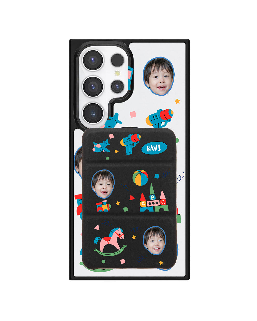 Android Magnetic Trifold Wallet Case - Face Grid Boy's Toys