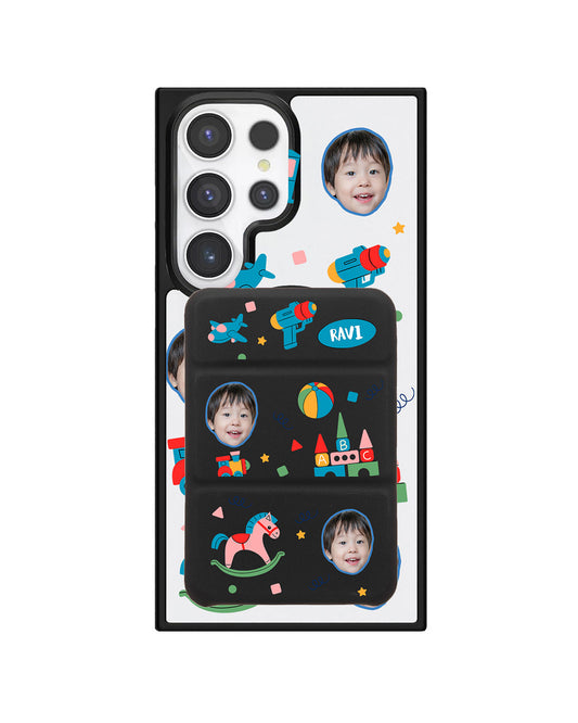Android Magnetic Trifold Wallet Case - Face Grid Boy's Toys