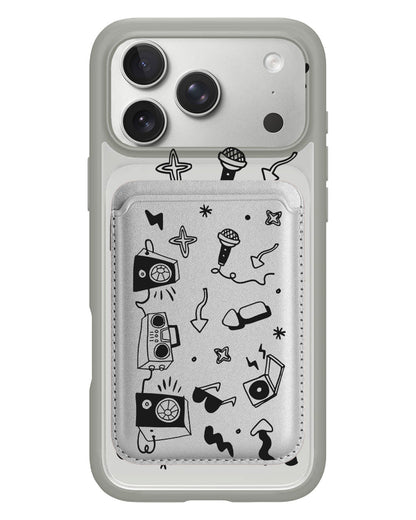 iPhone Magnetic Wallet Case - Rock n Roll Black