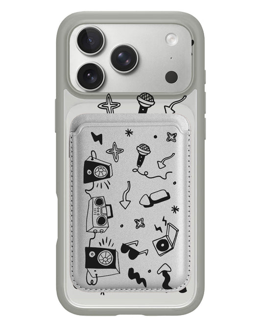 iPhone Magnetic Wallet Case - Rock n Roll Black