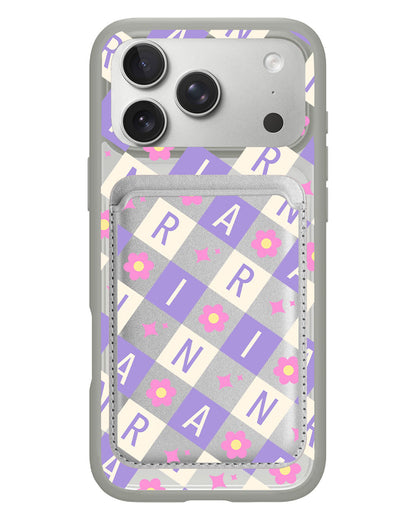 iPhone Magnetic Wallet Case - Flower Grid Monogram 3.0