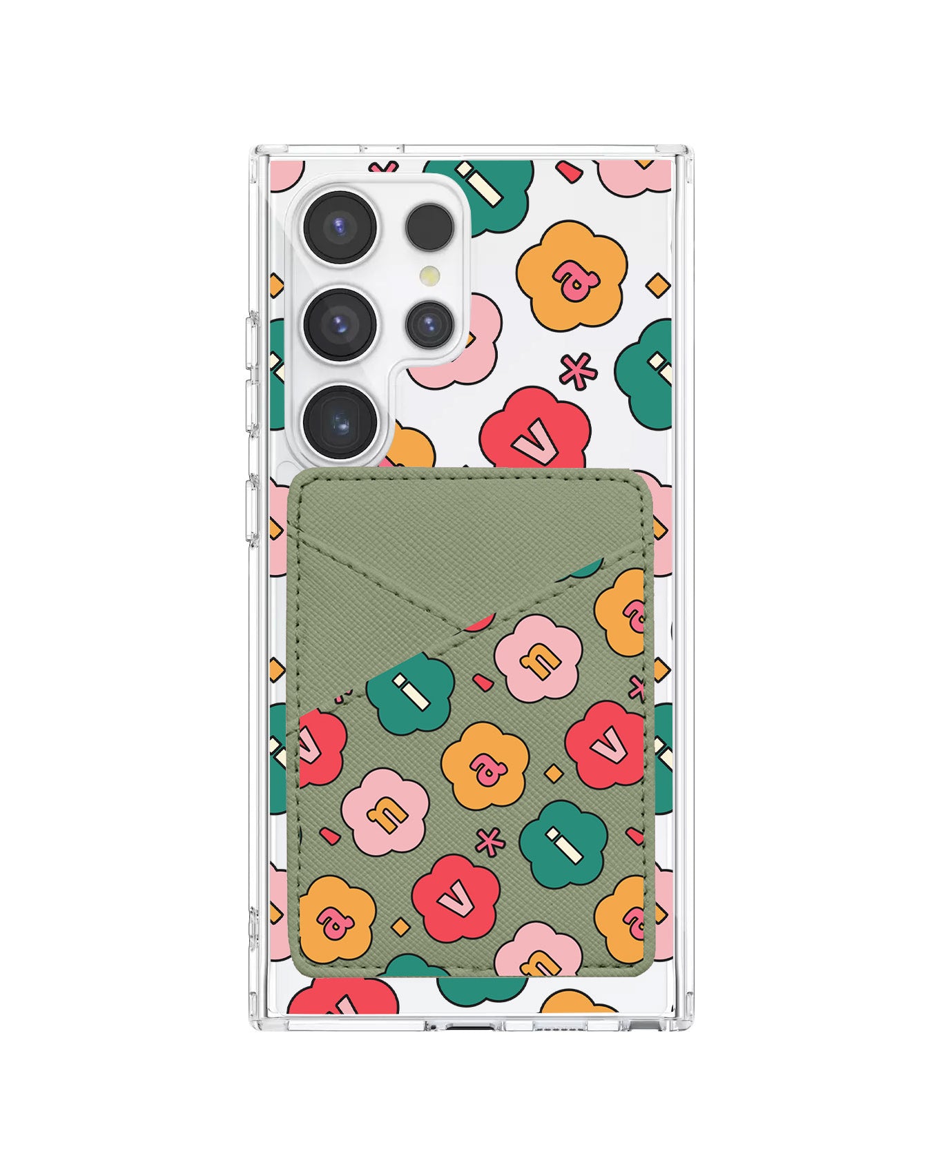 Android Phone Wallet Case - Flower Petals Monogram 3.0