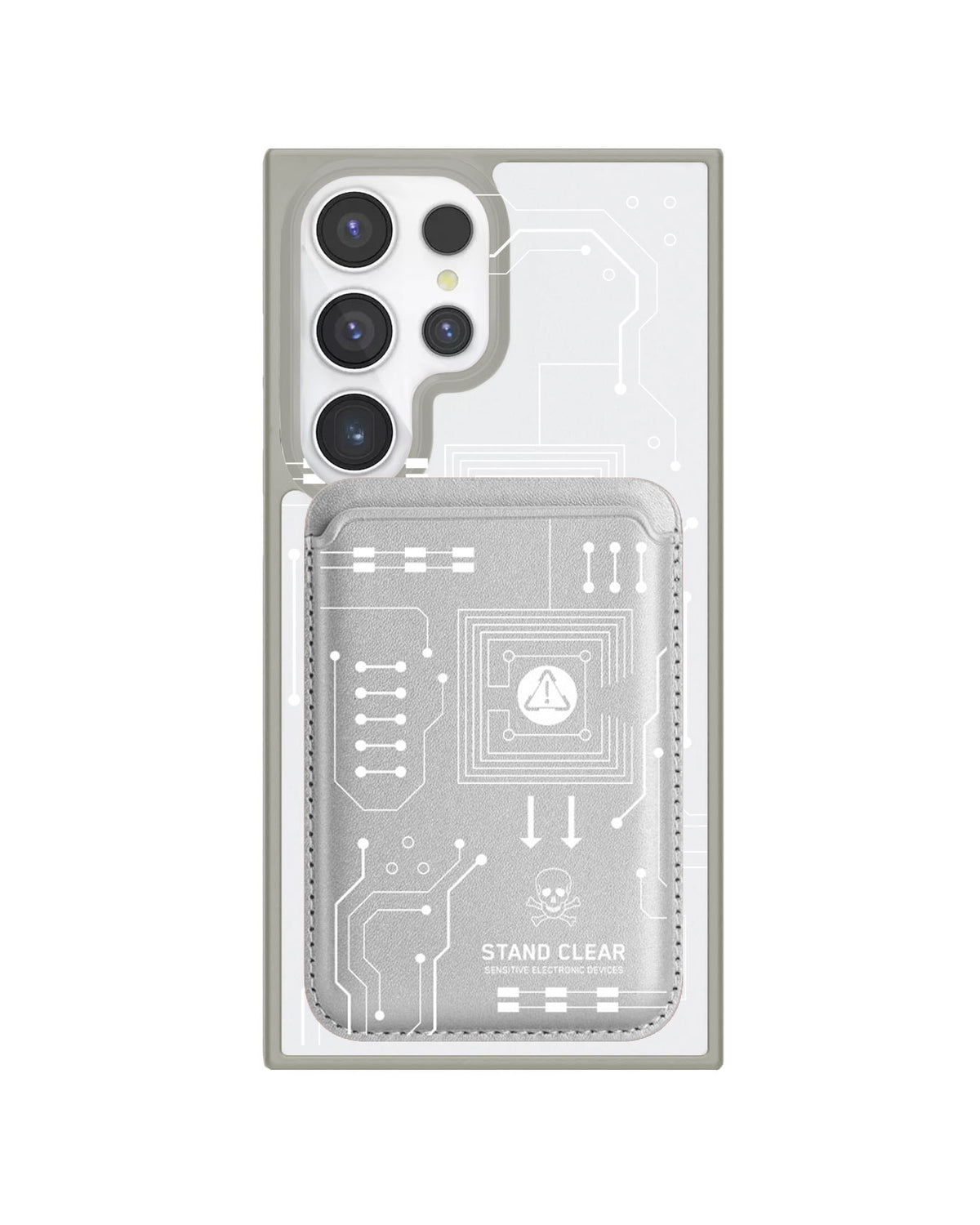 Android Magnetic Wallet Case - Circuit White