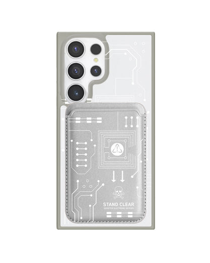 Android Magnetic Wallet Case - Circuit White