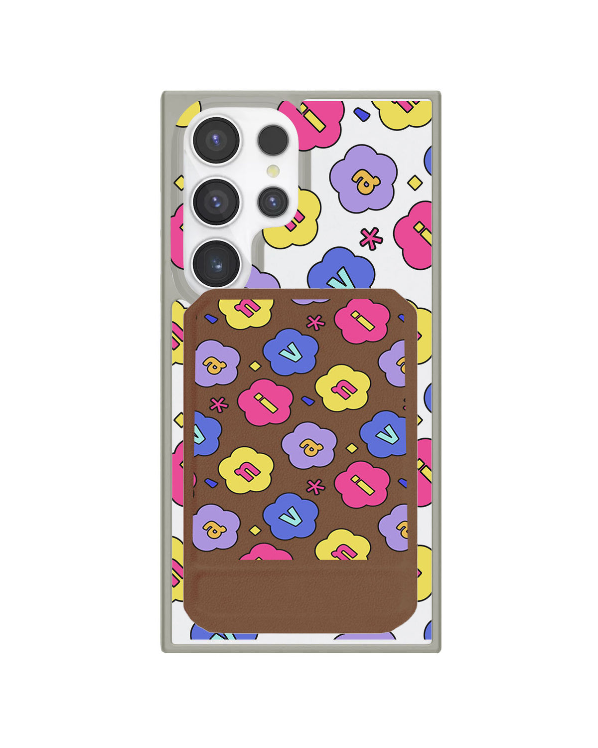 Android Magnetic Multifold Wallet - Flower Petals Monogram 2.0