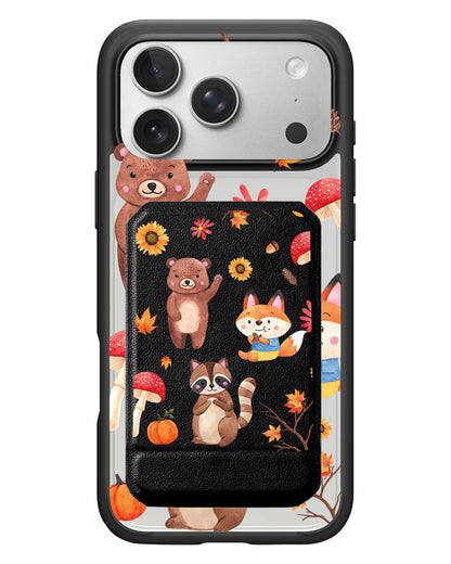 iPhone Magnetic Multifold Wallet - Autumn Animals