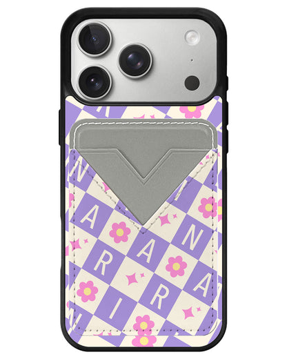 iPhone Avant Wallet Case - Flower Grid Monogram 3.0