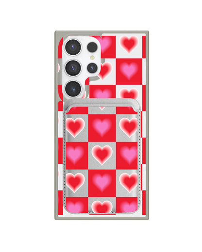 Android Magnetic Wallet Case - Love Checkered
