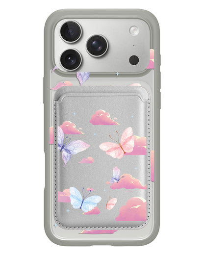 iPhone Magnetic Wallet Case - Butterfly & Clouds