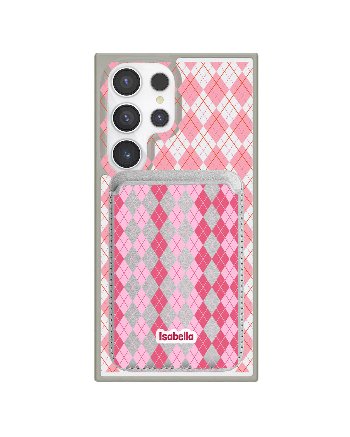 Android Magnetic Wallet Case - Pink Argyle