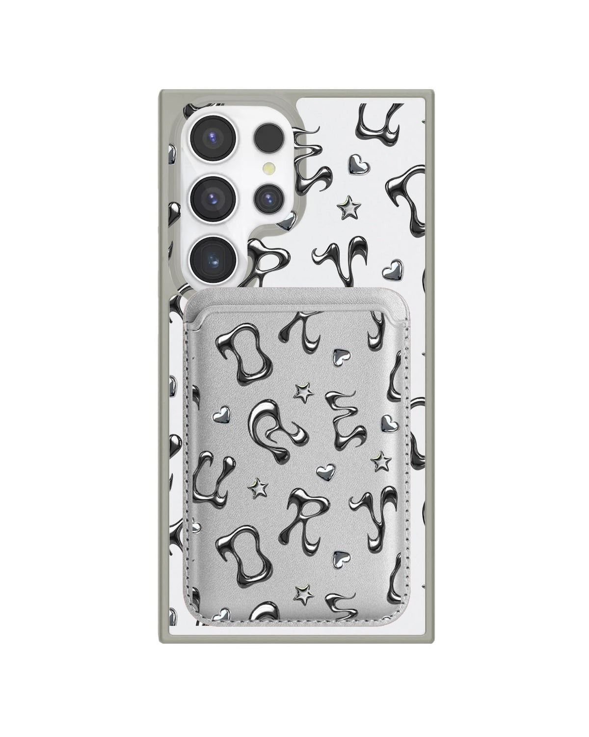 Android Magnetic Wallet Case - Chrome Monogram 2.0