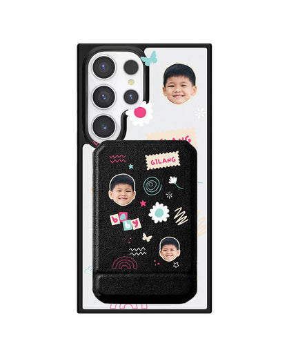 Android Magnetic Multifold Wallet - Face Grid Abstract