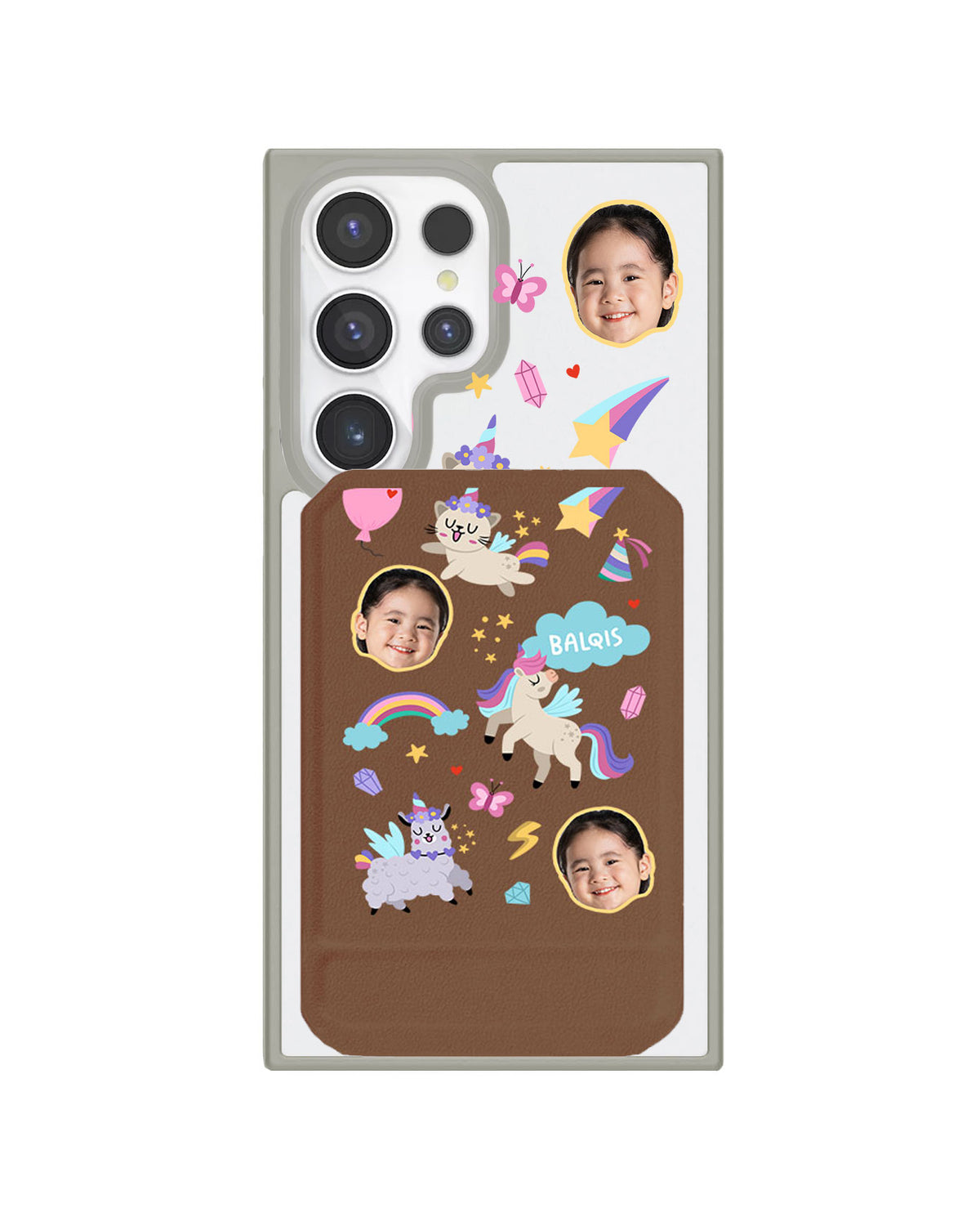 Android Magnetic Multifold Wallet - Face Grid Unicorn