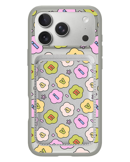 iPhone Magnetic Wallet Case - Flower Petals Monogram 1.0
