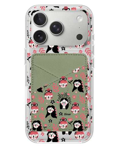 iPhone Phone Wallet Case - Flowery Faces