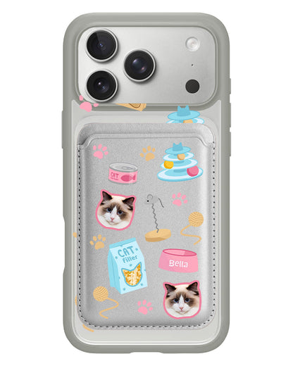 iPhone Magnetic Wallet Case - Pet Grid Kitty Playtime