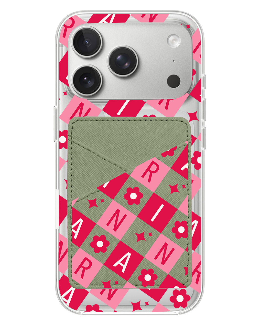 iPhone Phone Wallet Case - Flower Grid Monogram 1.0