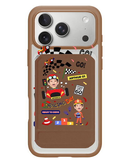 iPhone Magnetic Multifold Wallet - Face Grid Dream Racer