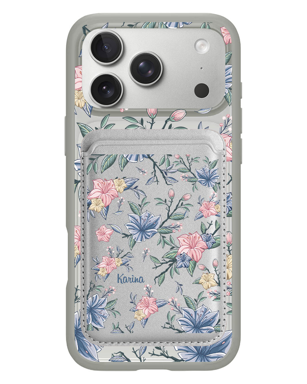 iPhone Magnetic Wallet Case - Pink & Blue Florals