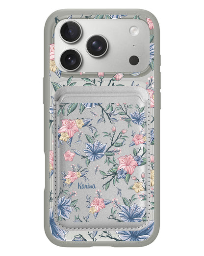 iPhone Magnetic Wallet Case - Pink & Blue Florals